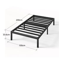 Zinus Elias metalni krevet 100x200 cm - Metalni okvir kreveta s podnicama, visina platforme 36 cm, s prostorom za odlaganje, crni 2