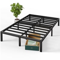 Zinus Elias metalni krevet 100x200 cm - Metalni okvir kreveta s podnicama, visina platforme 36 cm, s prostorom za odlaganje, crni 3