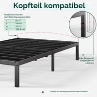 Zinus Elias metalni okvir kreveta 140x190 cm - visina 36 cm s prostorom za pohranu ispod kreveta - crni, čelični okvir za 2 osobe 8