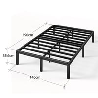 Zinus Elias metalni okvir kreveta 140x190 cm - visina 36 cm s prostorom za pohranu ispod kreveta - crni, čelični okvir za 2 osobe 3