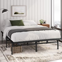 Zinus Justin metalni okvir za krevet 140x200 cm - visina 36 cm, s prostorom za pohranu ispod kreveta - crni platformski krevet 6
