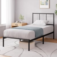 Kovová posteľ Zinus Justin s čelom a roštom – 90x200 cm, výška 35 cm – Bez potreby pružinového matraca (box spring) – Úložný priestor pod posteľou – Moderný dizajn – Čierna 3