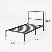 Kovová posteľ Zinus Justin s čelom a roštom – 90x200 cm, výška 35 cm – Bez potreby pružinového matraca (box spring) – Úložný priestor pod posteľou – Moderný dizajn – Čierna 2