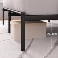 Kovová posteľ Zinus Justin s čelom a roštom – 90x200 cm, výška 35 cm – Bez potreby pružinového matraca (box spring) – Úložný priestor pod posteľou – Moderný dizajn – Čierna 5