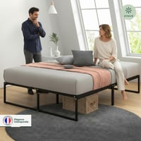 Zinus Lorelei okvir kreveta s podnicom 140x190 cm - Metalni okvir kreveta visine 36 cm s prostorom za pohranu - crni 3