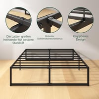 Zinus Lorelei okvir kreveta s podnicom 140x190 cm - Metalni okvir kreveta visine 36 cm s prostorom za pohranu - crni 6