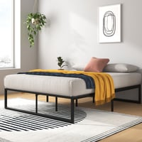 Zinus Lorelei okvir kreveta s podnicom 140x190 cm - Metalni okvir kreveta visine 36 cm s prostorom za pohranu - crni 4