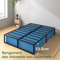 Zinus Lorelei okvir kreveta s podnicom 140x190 cm - Metalni okvir kreveta visine 36 cm s prostorom za pohranu - crni 5