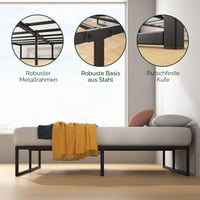 Zinus Lorelei okvir kreveta s podnicom 140x190 cm - Metalni okvir kreveta visine 36 cm s prostorom za pohranu - crni 7