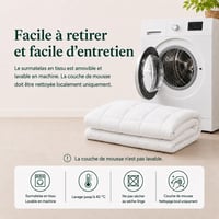 Chránič matraca Zinus z viskoelastickej pamäťovej peny 90x190 cm, hrúbka 10 cm, otvorená bunková štruktúra, ergonomický, priedušný, prateľný poťah, biely 11