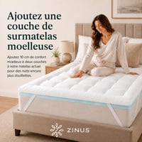 Chránič matraca Zinus z viskoelastickej pamäťovej peny 90x190 cm, hrúbka 10 cm, otvorená bunková štruktúra, ergonomický, priedušný, prateľný poťah, biely 4