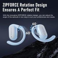 Căști True Wireless ZIPFORCE, Open-Ear Bluetooth 5.4, 4 microfoane, anulare a zgomotului ENC, control tactil, rezistență la apă IPX6, headset TWS ușor, albastru 8