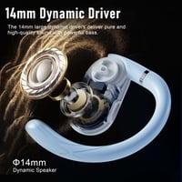 Căști True Wireless ZIPFORCE, Open-Ear Bluetooth 5.4, 4 microfoane, anulare a zgomotului ENC, control tactil, rezistență la apă IPX6, headset TWS ușor, albastru 5