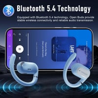 Căști True Wireless ZIPFORCE, Open-Ear Bluetooth 5.4, 4 microfoane, anulare a zgomotului ENC, control tactil, rezistență la apă IPX6, headset TWS ușor, albastru 4