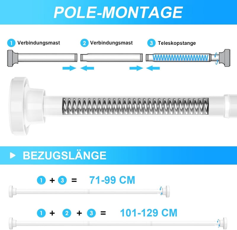 ZipGlo Teleszkópos Zuhanyfüggöny Rúd 70-130 cm - Fúrás Nélküli Fehér Függönytartó Rozsdamentes Acélból Ablakhoz, Szekrényhez, Konyhába

AI: 