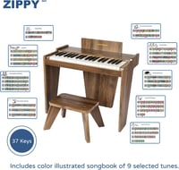 ZIPPY MAT 37 Billentyűs Gyerek Zongora Fa Zongorabillentyűzet Oktatási Hangszer 4