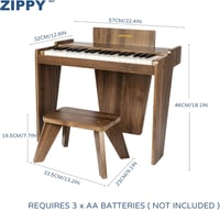 ZIPPY MAT 37 Billentyűs Gyerek Zongora Fa Zongorabillentyűzet Oktatási Hangszer 5