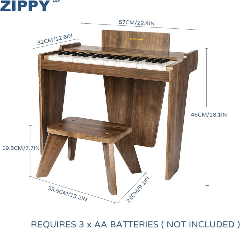 ZIPPY MAT 37 Billentyűs Gyerek Zongora Fa Zongorabillentyűzet Oktatási Hangszer