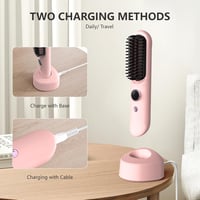 Zirzoe Vezeték Nélküli Hajegyenesítő Kefe 8400 mAh Akkumulátorral, LCD Kijelzővel, 120-200°C Hőfokszabályzóval - Hordozható Hajformázó Utazá 2