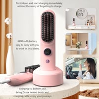 Zirzoe Vezeték Nélküli Hajegyenesítő Kefe 8400 mAh Akkumulátorral, LCD Kijelzővel, 120-200°C Hőfokszabályzóval - Hordozható Hajformázó Utazá 7