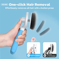 Zivacate Kefa na srsť pre psov a mačky – ergonomická rukoväť, čistenie jedným kliknutím, na krátku aj dlhú srsť, vhodná aj pre králiky, modrá 5
