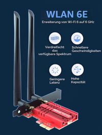 Ziyituod WLAN kártya Intel AX210 WiFi 6 PCIe, Bluetooth 5.2, tri sávos 5400 Mbps 6G 5G 2.4G, Windows 11 10 64 bit 2