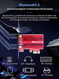 Ziyituod WLAN kártya Intel AX210 WiFi 6 PCIe, Bluetooth 5.2, tri sávos 5400 Mbps 6G 5G 2.4G, Windows 11 10 64 bit 5