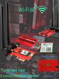 Ziyituod WLAN kártya Intel AX210 WiFi 6 PCIe, Bluetooth 5.2, tri sávos 5400 Mbps 6G 5G 2.4G, Windows 11 10 64 bit 6