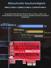 Ziyituod WLAN kártya Intel AX210 WiFi 6 PCIe, Bluetooth 5.2, tri sávos 5400 Mbps 6G 5G 2.4G, Windows 11 10 64 bit 4