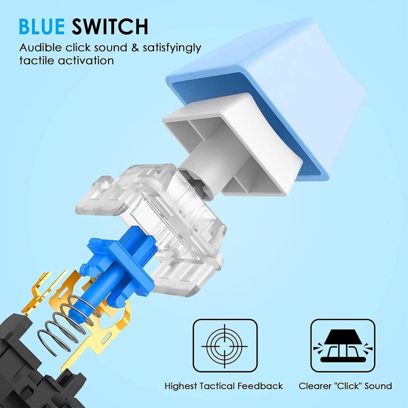 ZIYOU LANG AK33 TKL 80% Kék Mechanikus Gaming Billentyűzet RGB LED, 82 Gomb + Egér Szett