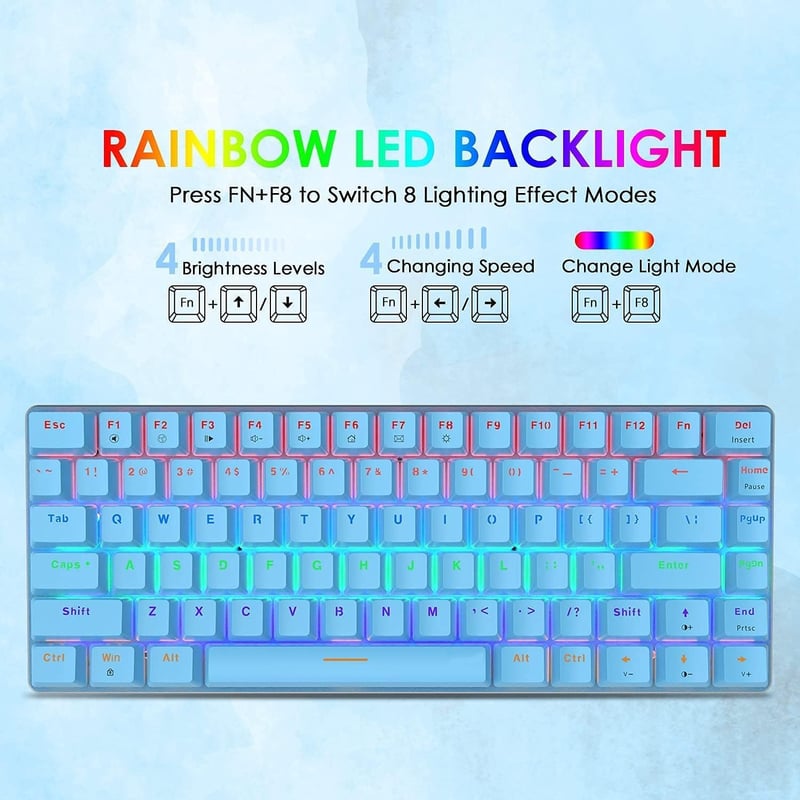 ZIYOU LANG AK33 TKL 80% Kék Mechanikus Gaming Billentyűzet RGB LED, 82 Gomb + Egér Szett