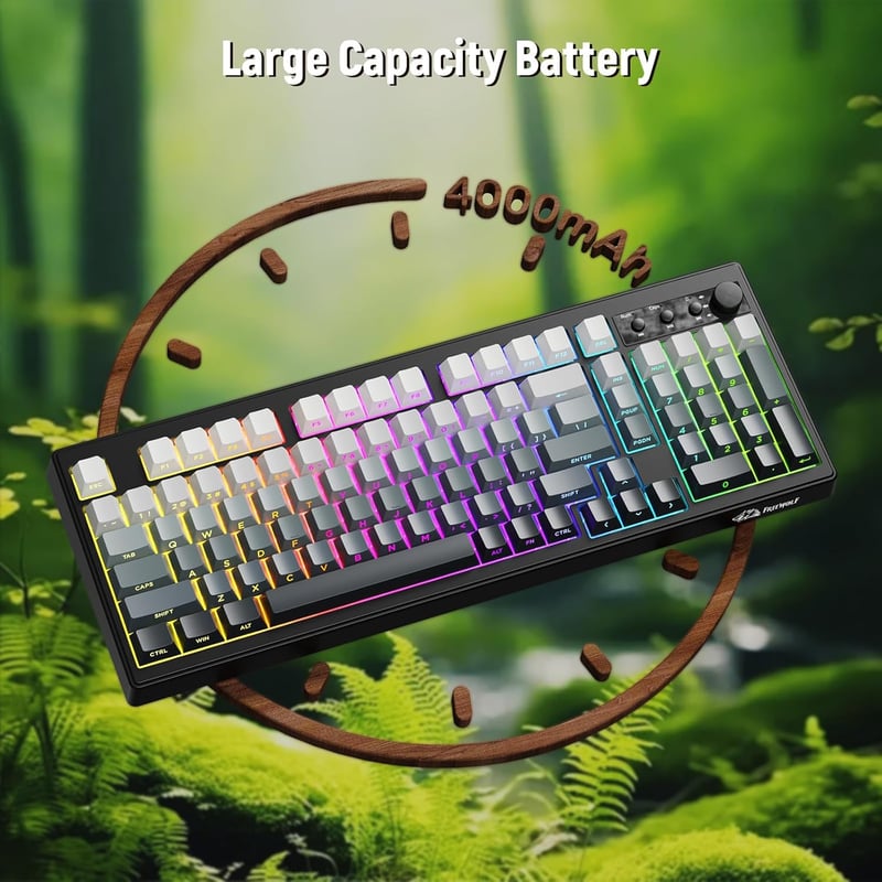 ZIYOU LANG K100 Wireless Gaming Billentyűzet, Tri-Mode, RGB Háttérvilágítás, 102 Gomb, 4000mAh