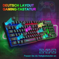 ZIYOU LANG QWERTZ Német Gamer Billentyűzet Egér Szett RGB LED Világítás 2400 DPI PC PS5 PS4 Xbox 2