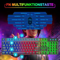 ZIYOU LANG QWERTZ Német Gamer Billentyűzet Egér Szett RGB LED Világítás 2400 DPI PC PS5 PS4 Xbox 3