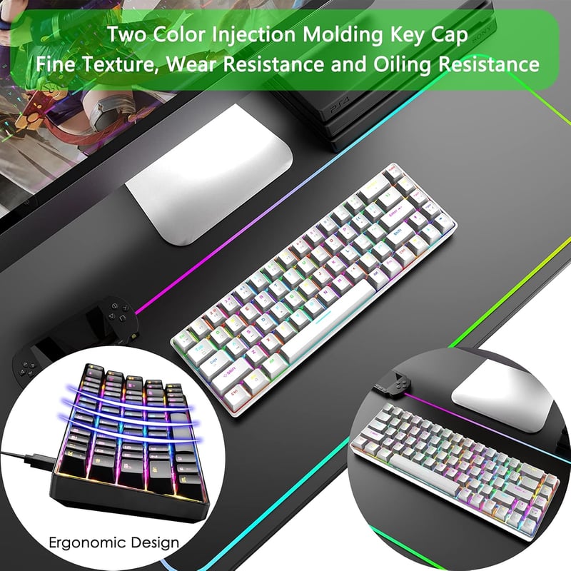 ZIYOU LANG RGB Gaming Billentyűzet és Egér Szett, 68 Gomb, Kék Switch, Mechanikus