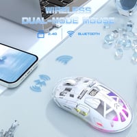 ZIYOU LANG Vezeték Nélküli Gaming Egér, PixArt PAW3212 Dual Mode 2.4G/Bluetooth Átlátszó RGB Háttérvilágítás, 4000DPI 5 Szint, Fehér 3
