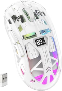 ZIYOU LANG Vezeték Nélküli Gaming Egér, PixArt PAW3212 Dual Mode 2.4G/Bluetooth Átlátszó RGB Háttérvilágítás, 4000DPI 5 Szint, Fehér 1