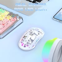 ZIYOU LANG Vezeték Nélküli Gaming Egér, PixArt PAW3212 Dual Mode 2.4G/Bluetooth Átlátszó RGB Háttérvilágítás, 4000DPI 5 Szint, Fehér 7