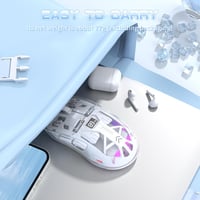 ZIYOU LANG Vezeték Nélküli Gaming Egér, PixArt PAW3212 Dual Mode 2.4G/Bluetooth Átlátszó RGB Háttérvilágítás, 4000DPI 5 Szint, Fehér 8