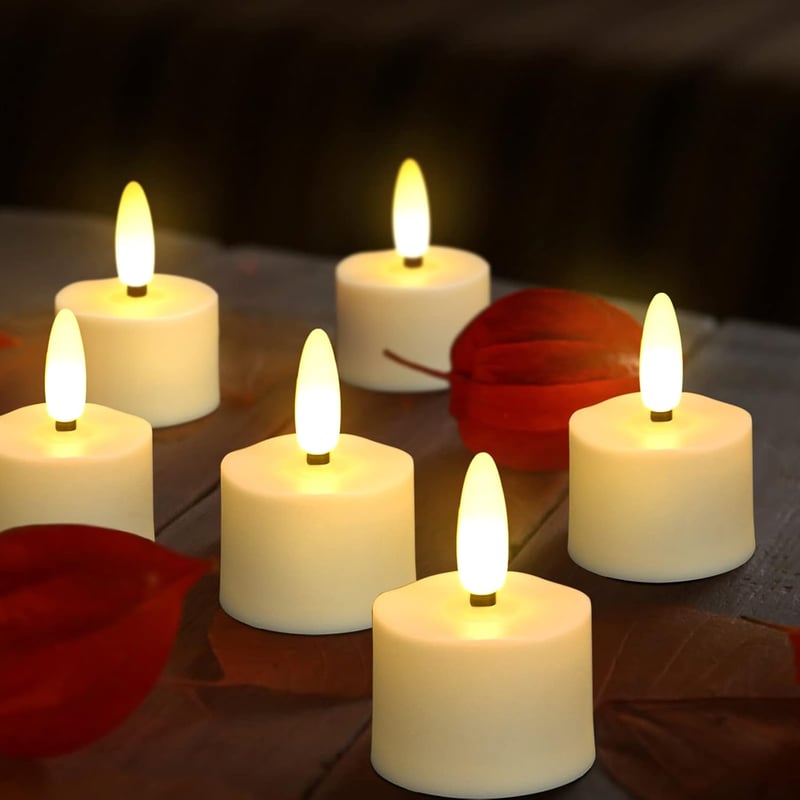 ZIYOUDOLI 12 db USB-s Tölthető LED Gyertya Távirányítóval Dimmelhető Meleg Fehér