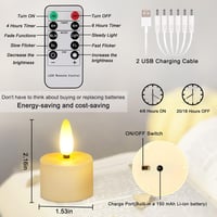ZIYOUDOLI 12 db USB-s Tölthető LED Gyertya Távirányítóval Dimmelhető Meleg Fehér 6