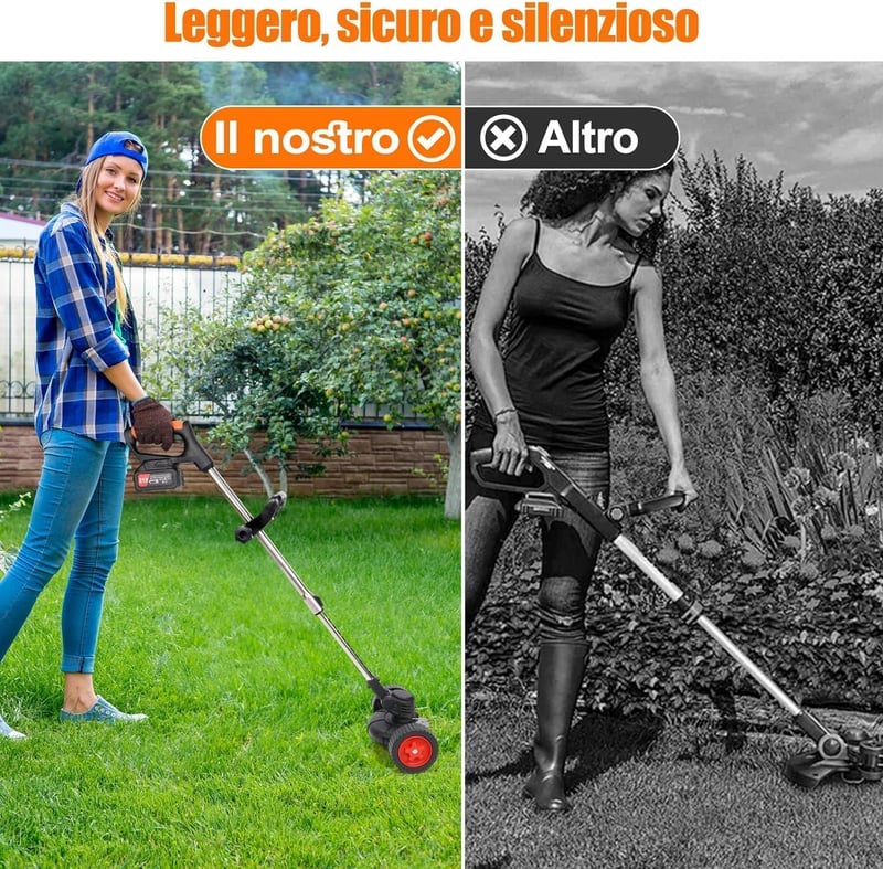ZJS Akkumulátoros Fűnyíró Könnyű Kefe Vágó 4.0Ah Teleskópos Nyéllel 33-47cm