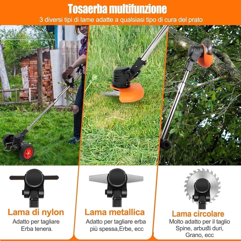 ZJS Akkumulátoros Fűnyíró Könnyű Kefe Vágó 4.0Ah Teleskópos Nyéllel 33-47cm