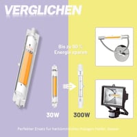 Bec ZJZG R7S LED 118 mm, Dimmabil, 30W COB LED, Înlocuitor pentru Halogen J118 300W, Alb Cald 3000K 3000LM, Fără Pâlpâire, Unghi fascicul 360°, AC 230-240V, 2 bucăți 2
