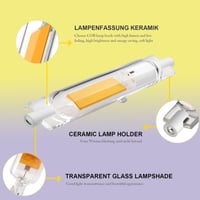 Bec ZJZG R7S LED 118 mm, Dimmabil, 30W COB LED, Înlocuitor pentru Halogen J118 300W, Alb Cald 3000K 3000LM, Fără Pâlpâire, Unghi fascicul 360°, AC 230-240V, 2 bucăți 3