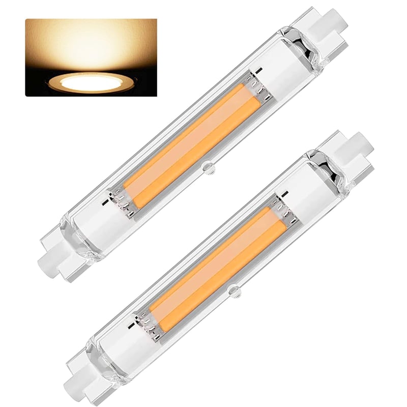 Bec ZJZG R7S LED 118 mm, Dimmabil, 30W COB LED, Înlocuitor pentru Halogen J118 300W, Alb Cald 3000K 3000LM, Fără Pâlpâire, Unghi fascicul 360°, AC 230-240V, 2 bucăți