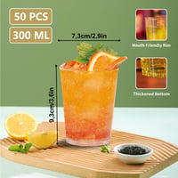 ZkateTrade 50 ks tvrdých plastových pohárov so zlatými trblietkami, 300 ml, priehľadné opakovane použiteľné párty poháre na svadbu, narodeninovú oslavu, párty 3