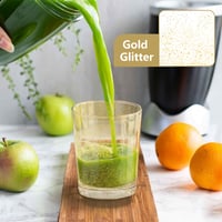 ZkateTrade 50 ks tvrdých plastových pohárov so zlatými trblietkami, 300 ml, priehľadné opakovane použiteľné párty poháre na svadbu, narodeninovú oslavu, párty 4