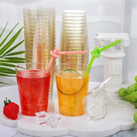 ZkateTrade 50 ks tvrdých plastových pohárov so zlatými trblietkami, 300 ml, priehľadné opakovane použiteľné párty poháre na svadbu, narodeninovú oslavu, párty 7