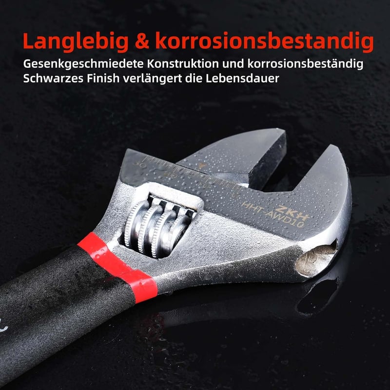 ZKH 150 mm állítható villáskulcs króm vanádium acél, max 20 mm állkapocsnyílás